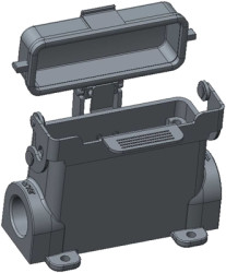 Housing, size HA16, die-cast aluminum, 2 x M20, angled, clip locking, IP65, T1629161220-000