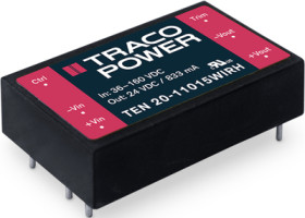 DC converter, 36-160 VDC, 20 W, 1 output, 24 VDC, 89 % efficiency, TEN 20-11015WIRH