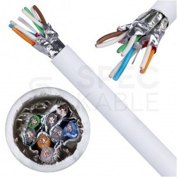 Kabel sieciowy S/FTP kat.7 skrętka 4x2x0,46mm wewnętrzny bezhalogenowy LSOH szary linka Telegärtner