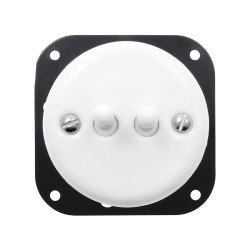 Włącznik światła schodowy podwójny dźwigniowy ceramiczny, okrągły,podtynkowy biały Ceramic Loft