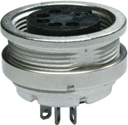 Panel socket, 5 pole, solder cup, screw locking, straight, 09 0316 00 05