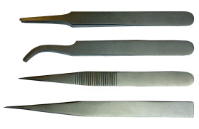 Zestaw pęset dł. całkowita 120 mm, 130 mm RS PRO antymagnetyczna Stal niskowęglowa austenityczna elementy 4