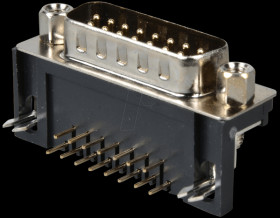 D-SUB plug, 15-pin, angled, RM 9.4