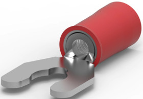 Insulated forked cable lug, 0.3-1.42 mm², AWG 22 to 16, M4, red, 52930-3