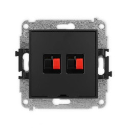 ICON Mechanizm gniazda głośnikowego podwójnego, bez pola opisowego czarny mat 12IGGBO-2