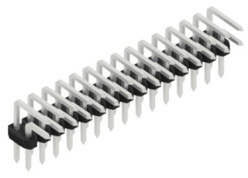 Pin header, 30 pole, pitch 2 mm, angled, black, 10062749