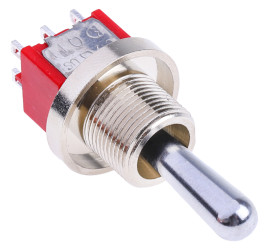 Przełącznik (Wł.)-wył.-(wł.) średnica wycięcia 11.91mm DPDT RS PRO Montaż panelowy długość przełącznika 17.56mm