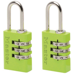 Master Lock 7620EURTCOL Aluminium 3-Digit Combination 20mm Padlock Colour x 2