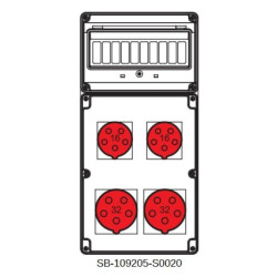 Rozdzielnica 2x5x32A 2x5x16A INA=32A IP54 SB-109205-S0020-54