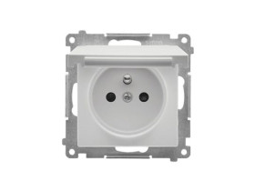 SIMON 55 Gniazdo pojedyncze z uziemieniem szybkozłącza IP44 bez uszczelki klapka w kolorze jasnoszary mat TGZ1BCUZ.01/114 KONTAK