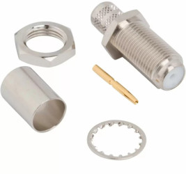 F panel socket 75 Ω, RG-6, crimp connection, straight, 222161
