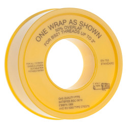 Ultratape Gas PTFE Thread Seal Tape 12mm x 5m - Yellow