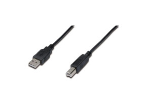 Kabel połączeniowy USB 2.0 Typ USB A/USB B, M/M czarny 1,8m AK-300102-018-S