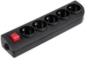 Gniazdo przedĹuĹźacza x 5 z uziemieniem i wyĹÄcznikiem czarne GN-50W-2