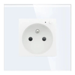 Gniazdko elektryczne z watomierzem - sterowanie ZigBee - szklana ramka - białe - Tawoia Smart Home