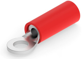 Insulated ring cable lug, 0.3-1.42 mm², AWG 22 to 16, 3.02 mm, M2.5, red, 2-320553-2