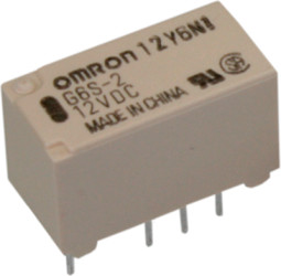 Relay, 2 Form C (NO/NC), 12 V (DC), 1.028 kΩ, 2 A, 220 V (DC), 250 V (AC), monostable, G6S-2 12VDC