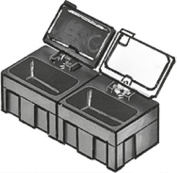 Small parts container, black/transparent, (L x W x D) 37 x 12 x 15 mm, N2-6-6-10-1LS