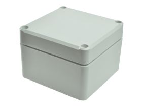 Obudowa; uniwersalna; Z111SJ-TM; ABS; 82mm; 80mm; 55mm; IP67; jasnoszary; hermetyczna; z uszczelką wylewaną i tulejkami mosiężny