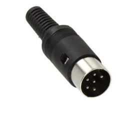 DIN 6-pin Plug for Cable, Soldered