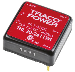 Przetwornica DC-DC, 20W, Uwe 9 → 36 V DC, Uwy 5V dc, Iwy 4A, TRACOPOWER
