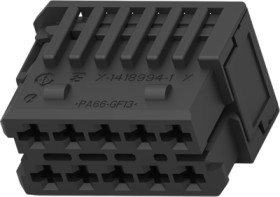 Socket, unequipped, 10 pole, straight, 2 rows, black, 1418994-1