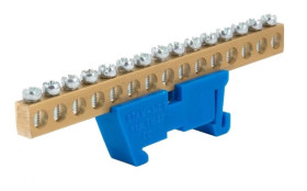 Listwa zaciskowa zerowa 15x16mm2 niebieska TH 35-15/N