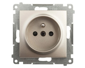 Simon 54 Gniazdo pojedyncze z/u 16A z przesłoną torów złoty mat DGZ1Z.01/44