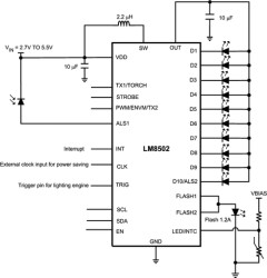 Intelligent lighting management unit That Fuses a 1.2A dual high-side Flash LED Drive