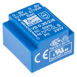 Transformator do druku 6V ac 230V ac 2 wyjścia THT 0.35VA