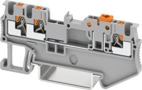Knife disconnect terminal, push-in connection, 0.25-1.5 mm², 3 pole, 10 A, 6 kV, gray, 3210311