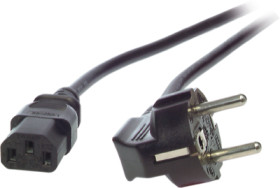 Power cable, Europe, plug type E + F, angled on C13 socket, straight, H05VV-F3G0.75 mm², black, 0.5 m, EK504.0,5V2
