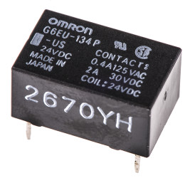 Przekaźnik sygnału, 24V dc, 3 A, SPDT, montaż PCB, Omron