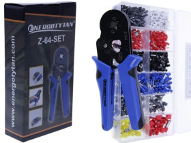 Zaciskarka do tulejek izolowanych i nieizolowanych z zestawem tulejek 1200 sztuk / 0,25-10 mm2 / Z-64-SET