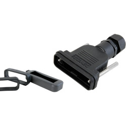 D-Sub connector housing, size: 1 (E), straight 180°, cable Ø 5 to 10 mm, ABS, metal, 165X15069X