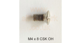 M4 x 8mm countersunk oval head nickel plated screw (10 pack)