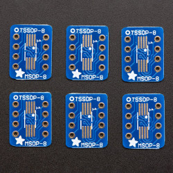 SMT Breakout PCB for SOIC-8, MSOP-8 or TSSOP-8 - 6 Pack