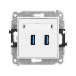 MINI Mechanizm gniazda podwójnego 2xUSB A-A 3.0 biały mat 25MGUSB-6