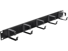Organizator kabli RACK 19 cali 1U metalowy z uchwytami i przepustami szczotkowymi czarny NEKU