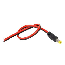 DC 2.1/5.5 mm Jack Plug with Wires - 220 mm - for Chargers, CCTV