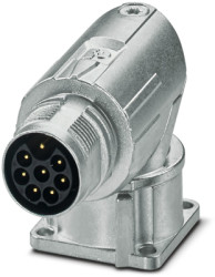 Surface-mounting plug, M17, 8 pole, crimp connection, standard/ONECLICK quick locking system, angled, 1628507