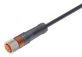 RKMV 4-225/15 M sw, przewód 4x0,34mm2 z gniazdem prostym M8 izolacja PUR czarna, LUMBERG 44438, zamiennik do HIRSCHMANN ELKA-KV