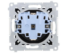 Simon 54 Gniazdo Schuko z przesłonami (moduł) 16A 250V szybkozłącza, czarny mat DGSz1CZ.01/49