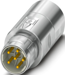 Plug, M23, 6 pole, crimp connection, ONECLICK quick locking system, straight, 1628789