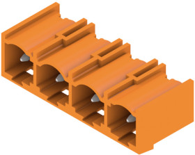 Pin header, 4 pole, pitch 7.62 mm, angled, orange, 1472510000