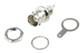 Złącze koncentryczne Montaż na panelu Żeński 50Ω typ złącza Złącze BNC Lutowane