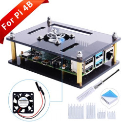 Raspberry Pi Brown Single Layer Acrylic Case with Fan (Support Pi 4)