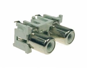 Gniazdo 2x RCA do druku - pionowe białe