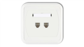 Liza Gniazdo Telefoniczne Podwójne 2Xrj11, 4-Stykowe Biały Glt-2