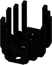 Finger shaped heatsink, (L x W x H) 41.3 x 33 x 25.4 mm, 10.5 K/W, black anodized, 10034949